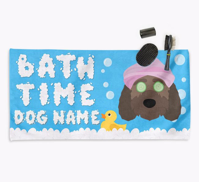 'Bubble Bath Time' Personalised Dog Towel for your {breedCommonName}